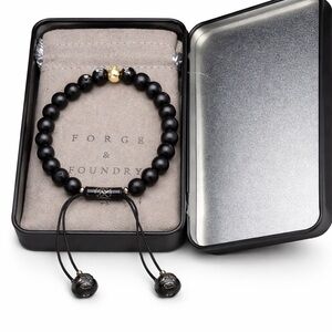 NIB Forge & Foundry Black Bead Adjustable Bracelet